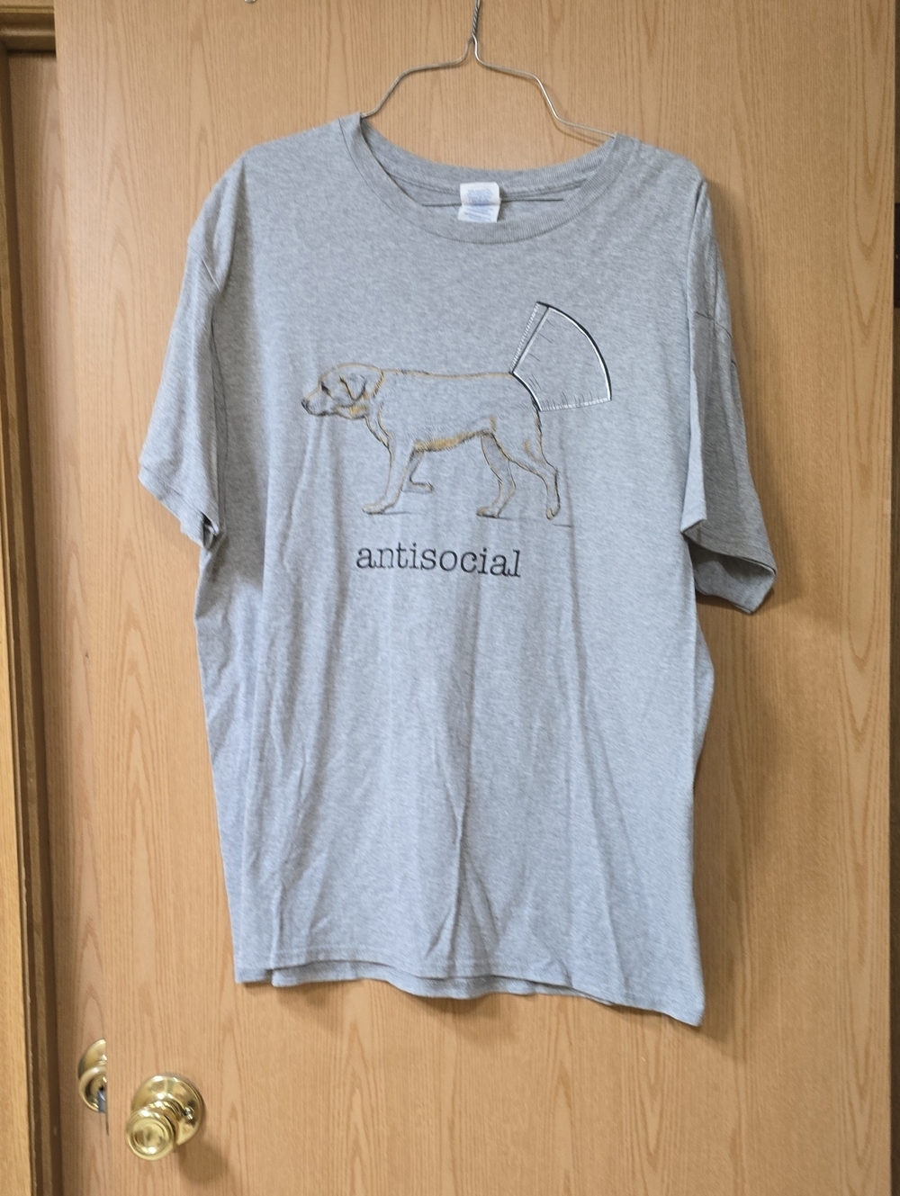 Antisocial Gray Dog Art T-Shirt
